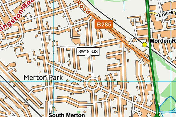 SW19 3JS map - OS VectorMap District (Ordnance Survey)