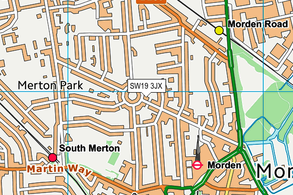 SW19 3JX map - OS VectorMap District (Ordnance Survey)