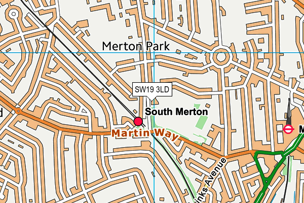 SW19 3LD map - OS VectorMap District (Ordnance Survey)