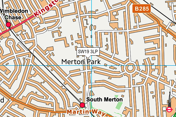 SW19 3LP map - OS VectorMap District (Ordnance Survey)