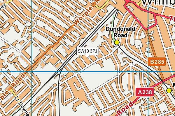 SW19 3PJ map - OS VectorMap District (Ordnance Survey)