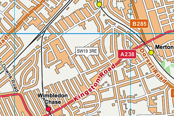 SW19 3RE map - OS VectorMap District (Ordnance Survey)