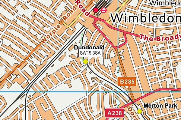 SW19 3SA map - OS VectorMap District (Ordnance Survey)