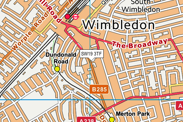 SW19 3TF map - OS VectorMap District (Ordnance Survey)