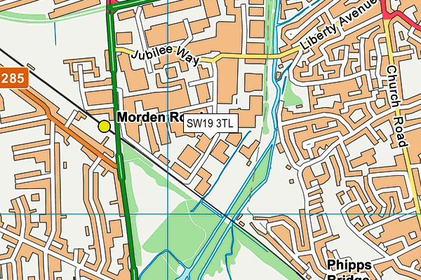 SW19 3TL map - OS VectorMap District (Ordnance Survey)