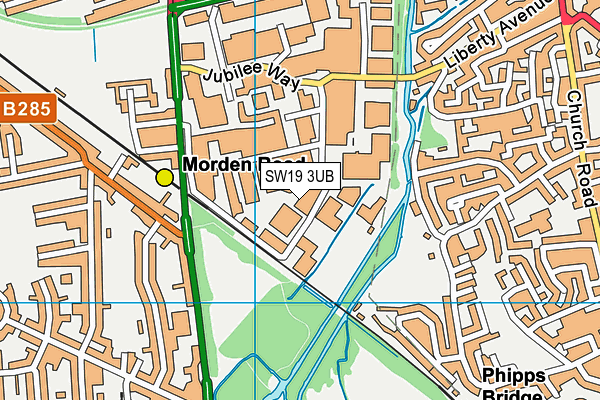 SW19 3UB map - OS VectorMap District (Ordnance Survey)