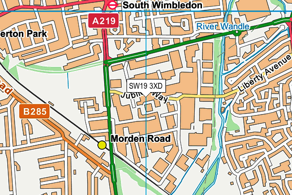SW19 3XD map - OS VectorMap District (Ordnance Survey)