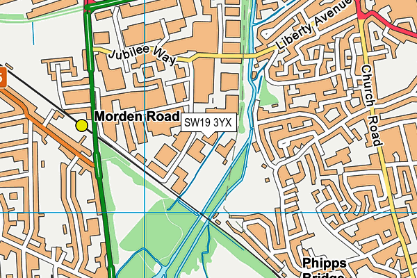 SW19 3YX map - OS VectorMap District (Ordnance Survey)