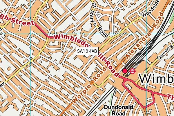 Wimbledon High School map (SW19 4AB) - OS VectorMap District (Ordnance Survey)
