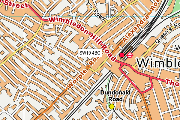 SW19 4BG map - OS VectorMap District (Ordnance Survey)