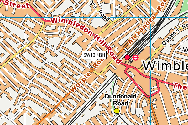 Virgin Active (Wimbledon Worple Road) map (SW19 4BH) - OS VectorMap District (Ordnance Survey)
