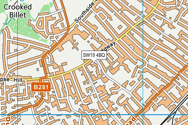 SW19 4BQ map - OS VectorMap District (Ordnance Survey)