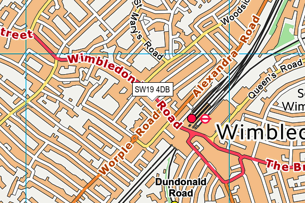 SW19 4DB map - OS VectorMap District (Ordnance Survey)