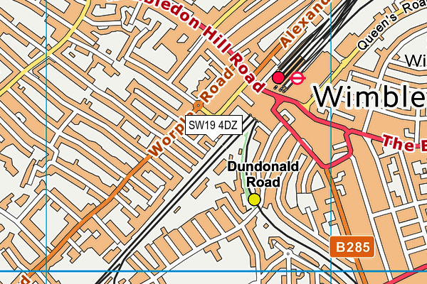 SW19 4DZ map - OS VectorMap District (Ordnance Survey)