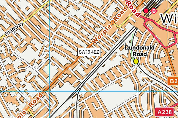 SW19 4EZ map - OS VectorMap District (Ordnance Survey)