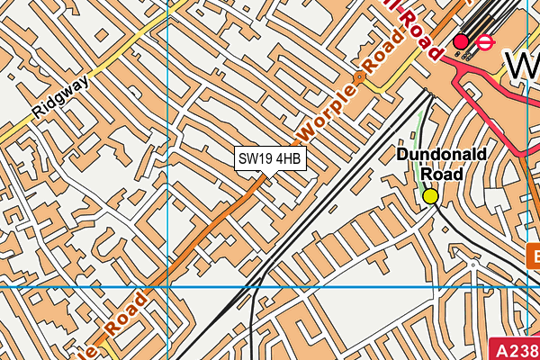 SW19 4HB map - OS VectorMap District (Ordnance Survey)