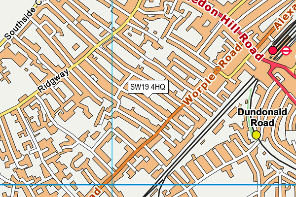 SW19 4HQ map - OS VectorMap District (Ordnance Survey)