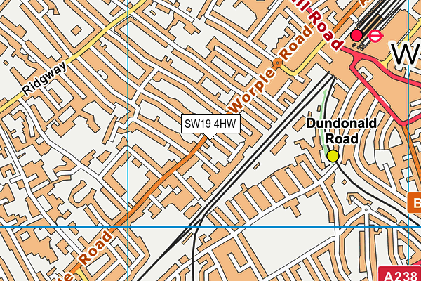 SW19 4HW map - OS VectorMap District (Ordnance Survey)