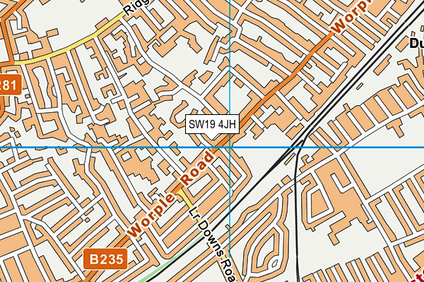 SW19 4JH map - OS VectorMap District (Ordnance Survey)