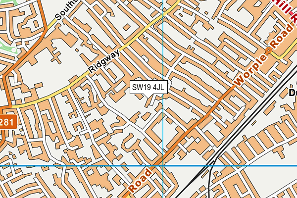 SW19 4JL map - OS VectorMap District (Ordnance Survey)