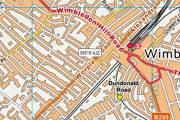 SW19 4JZ map - OS VectorMap District (Ordnance Survey)