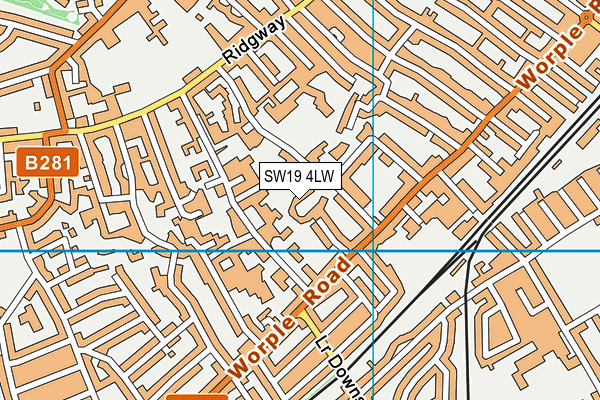 SW19 4LW map - OS VectorMap District (Ordnance Survey)