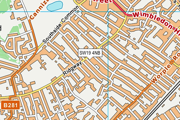 SW19 4NB map - OS VectorMap District (Ordnance Survey)
