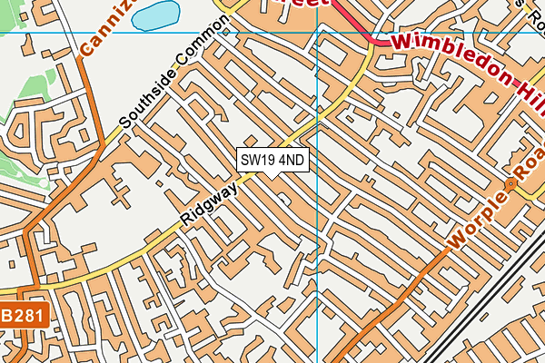SW19 4ND map - OS VectorMap District (Ordnance Survey)