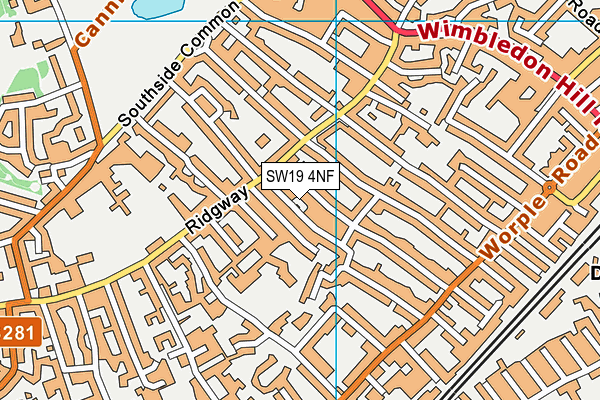 SW19 4NF map - OS VectorMap District (Ordnance Survey)