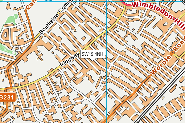 SW19 4NH map - OS VectorMap District (Ordnance Survey)