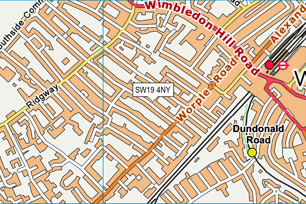 SW19 4NY map - OS VectorMap District (Ordnance Survey)