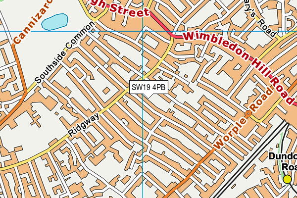 SW19 4PB map - OS VectorMap District (Ordnance Survey)