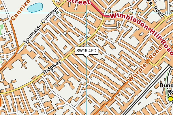 SW19 4PD map - OS VectorMap District (Ordnance Survey)