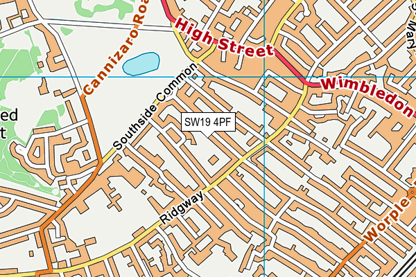 SW19 4PF map - OS VectorMap District (Ordnance Survey)