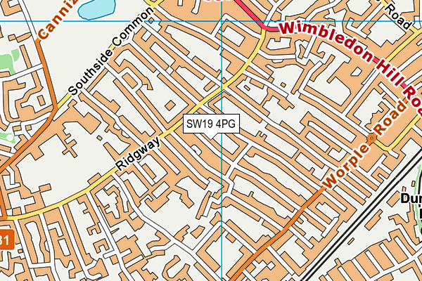 SW19 4PG map - OS VectorMap District (Ordnance Survey)
