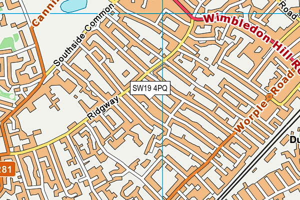 SW19 4PQ map - OS VectorMap District (Ordnance Survey)