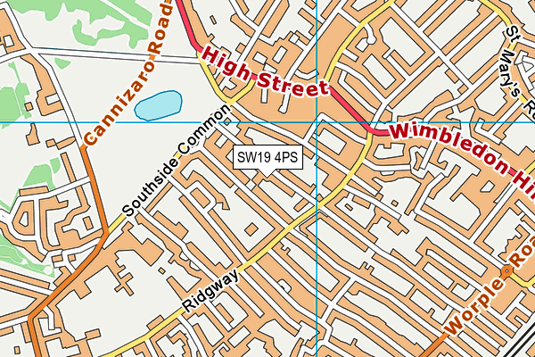 SW19 4PS map - OS VectorMap District (Ordnance Survey)