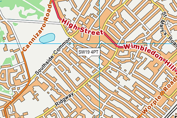 SW19 4PT map - OS VectorMap District (Ordnance Survey)
