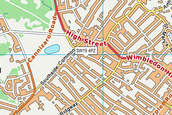 SW19 4PZ map - OS VectorMap District (Ordnance Survey)
