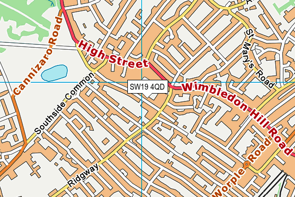 SW19 4QD map - OS VectorMap District (Ordnance Survey)