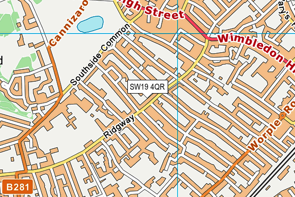 SW19 4QR map - OS VectorMap District (Ordnance Survey)
