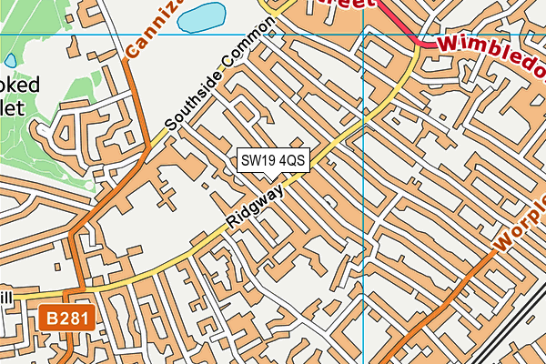 SW19 4QS map - OS VectorMap District (Ordnance Survey)