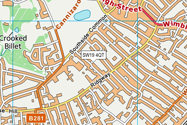 SW19 4QT map - OS VectorMap District (Ordnance Survey)