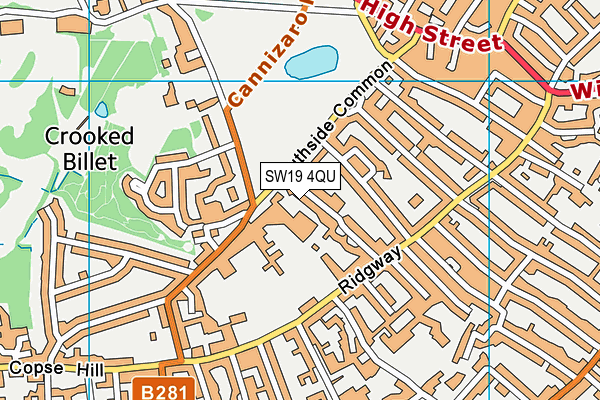SW19 4QU map - OS VectorMap District (Ordnance Survey)