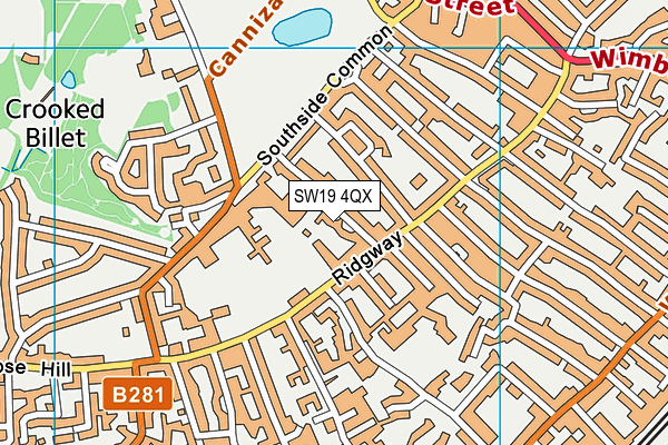 SW19 4QX map - OS VectorMap District (Ordnance Survey)