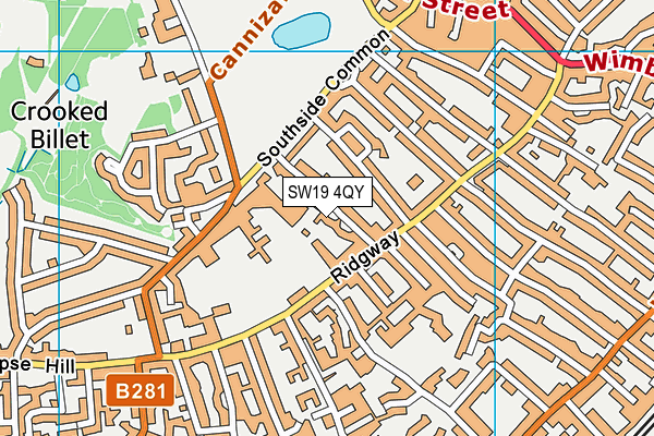 SW19 4QY map - OS VectorMap District (Ordnance Survey)