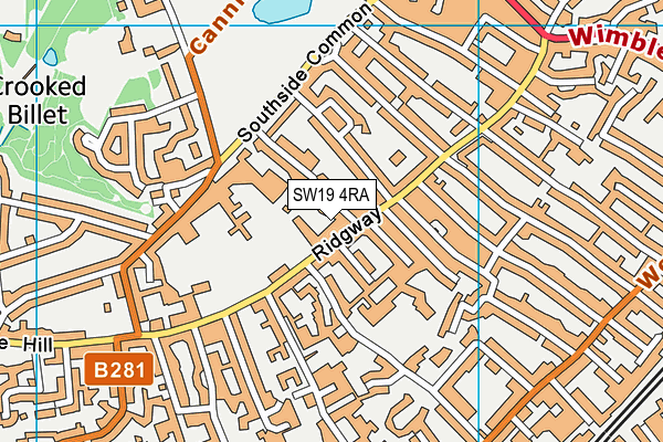 SW19 4RA map - OS VectorMap District (Ordnance Survey)