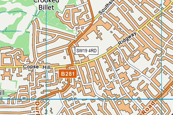 SW19 4RD map - OS VectorMap District (Ordnance Survey)