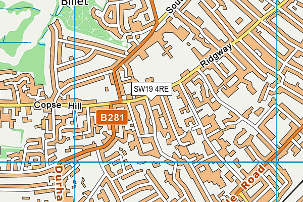 SW19 4RE map - OS VectorMap District (Ordnance Survey)