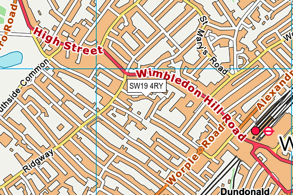 SW19 4RY map - OS VectorMap District (Ordnance Survey)